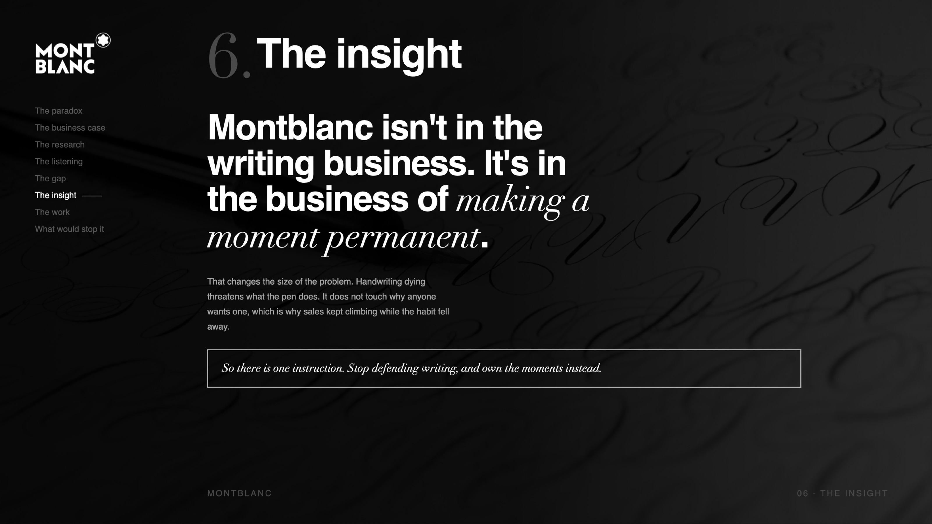Montblanc deck slide 06: The insight
